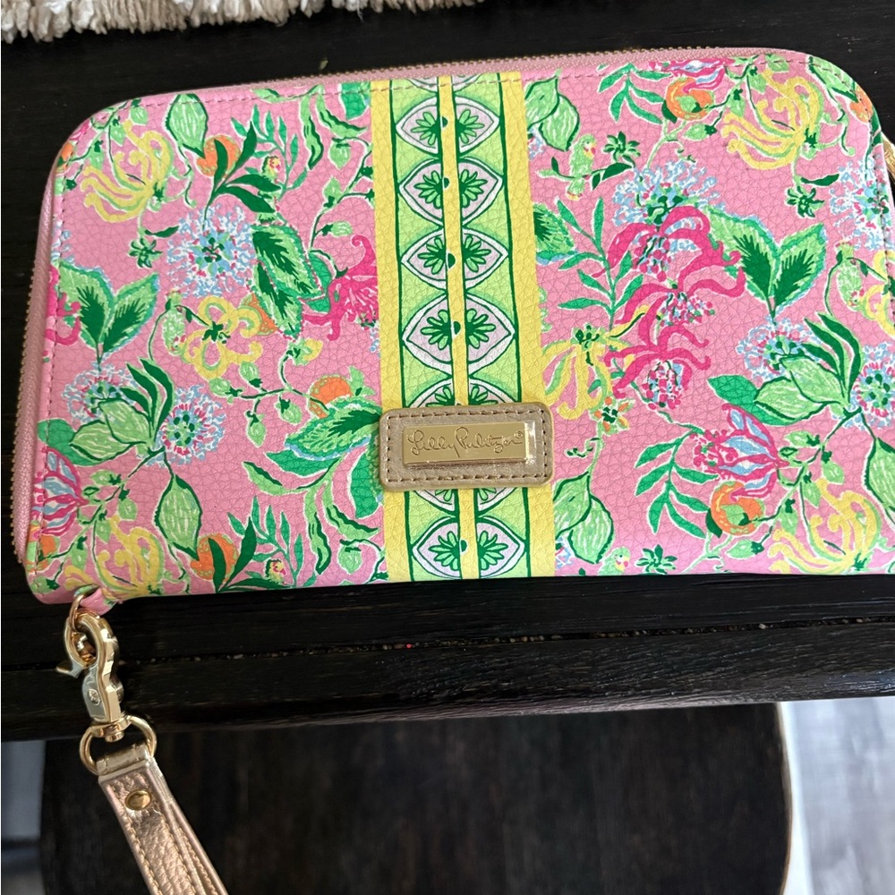Lilly Pulitzer Pink and Green Floral Clutch
